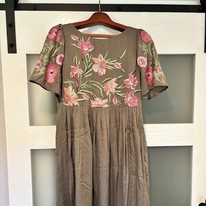 Anthropologie Varun Bahl Aika Embroidered Dress, Sz‎ S